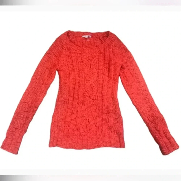 GAP SWEATER ORANGE CABLE KNIT CREW NECK LONG SLEEVE SOFT COZY  SIZE SMALL - Picture 2 of 9